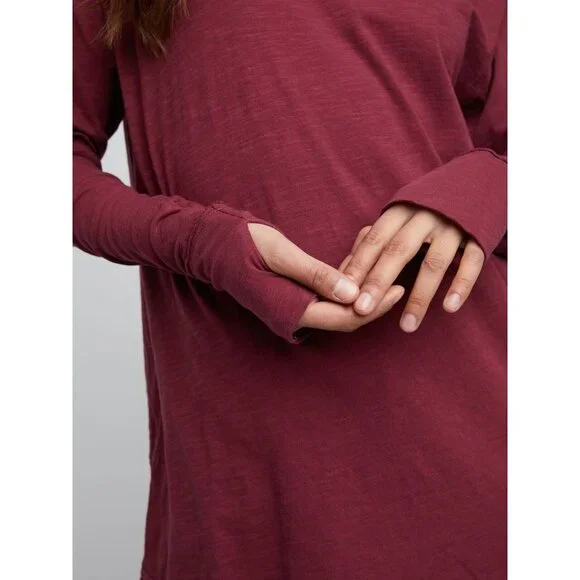 ⭐️Host Pick⭐️ NWT Free People Arden Burgundy Long Sleeve Tee - Picture 3 of 5